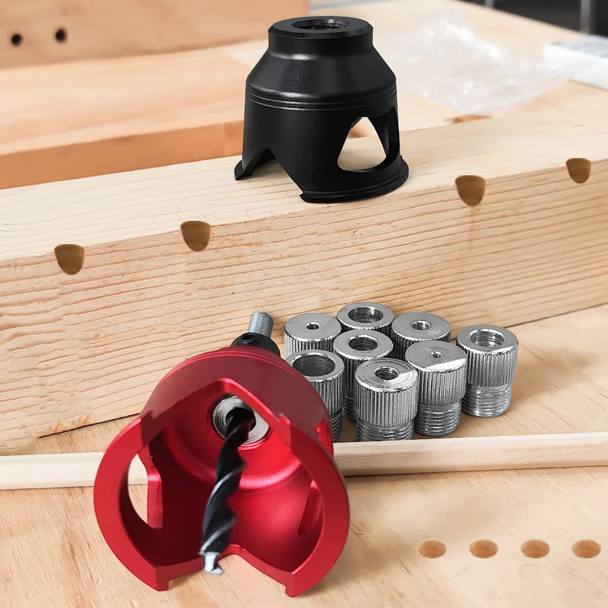 ชุดนำทางเจาะแนวตั้งสำหรับทำเดือย (Doweling Jig Kit), 2-10 มม.