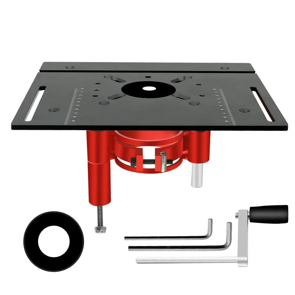 ชุดยกเครื่อง-router (Router Lift) อะลูมิเนียมความแม่นยำสูง พร้อมแผ่นรอง