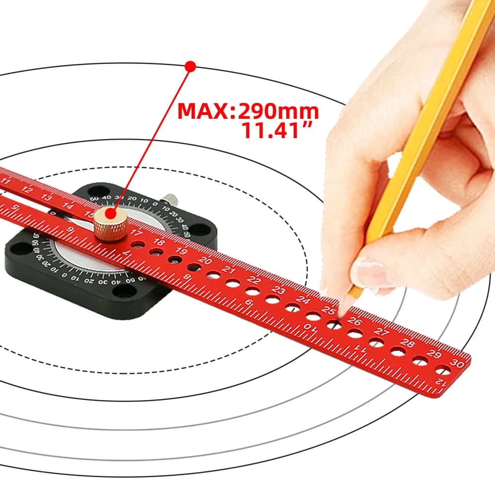 มาตรวัดมุมอลูมิเนียม 360° และปลายเขียน
