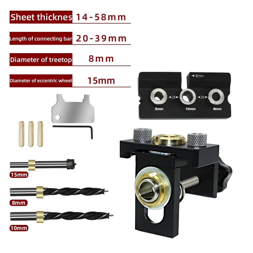 ชุดเจาะไม้ 3-in-1 ปรับได้ พร้อม jig สำหรับใส่เดือย