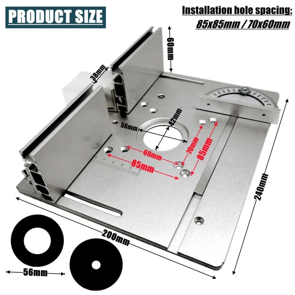 แผ่นรอง Router Table อะลูมิเนียม พร้อมไม้ฉากวัดมุม
