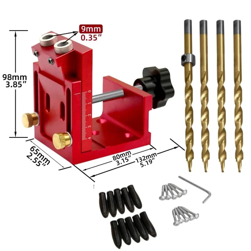ชุดเครื่องมือ Pocket Hole Jig 26 ชิ้น พร้อมตัวนำเจาะและดอกสว่าน
