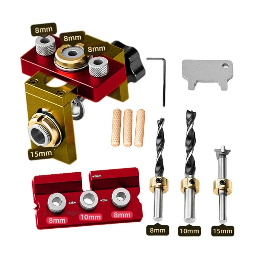ชุด Doweling Jig ปรับได้ 3-in-1 สำหรับข้อต่อไม้