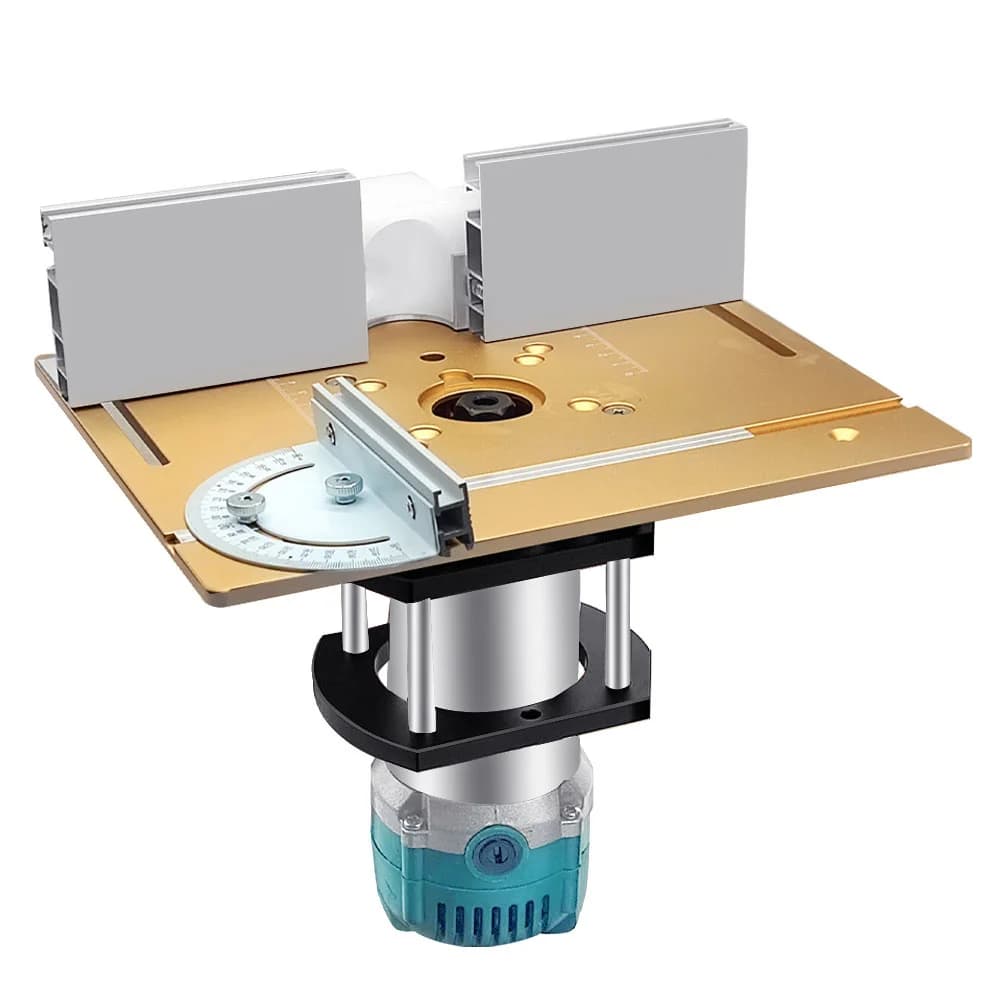 ชุดยกเครื่องตัดไม้ (Router Lift) พร้อมแผ่นรองอลูมิเนียมและพนักกั้น