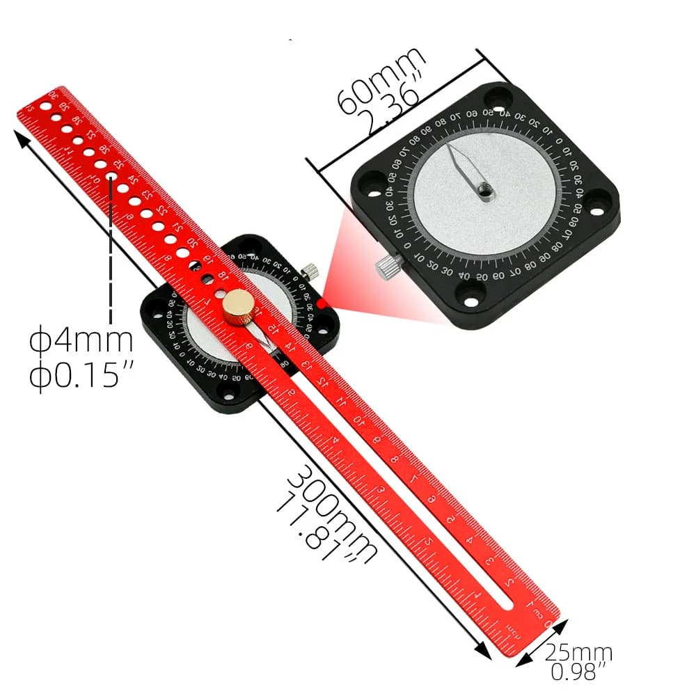 มาตรวัดมุมอลูมิเนียม 360° และปลายเขียน