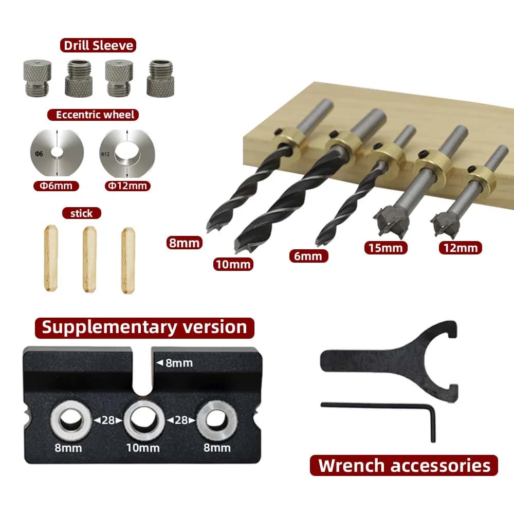 ชุดเจาะไม้ 3-in-1 ปรับได้ พร้อม jig สำหรับใส่เดือย