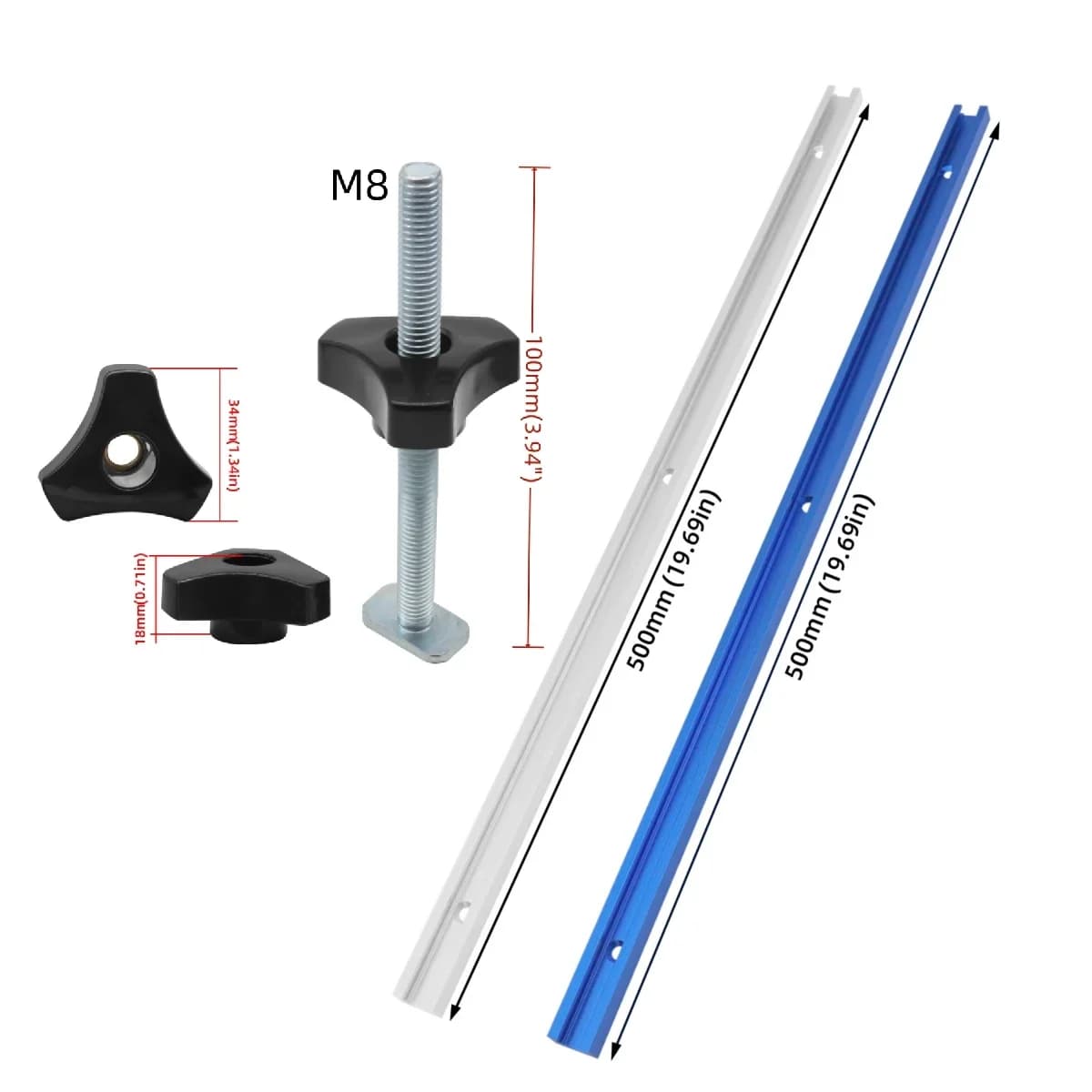 ชุดราง T-Track และน็อตโปรไฟล์คู่ 500 มม.